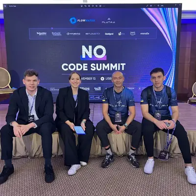 PLATMA team on stage at the No-Code Summit in Lisbon